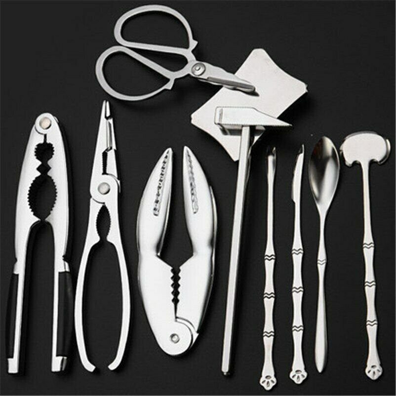 Seafood Kitchen Tools Crab Shell Cracker Scissors Fork Shrimp Peeler Set Gadgets