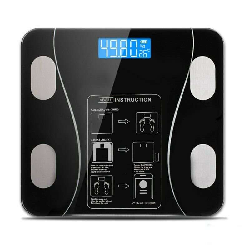 Digital Bathroom Scale Accurate Bluetooth Body Fat Weight Measurement LED Screen