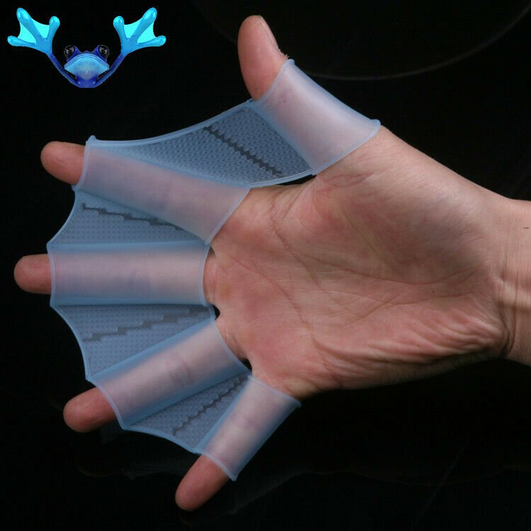 Silicone Webbed Finger Swimming Flipper Fins Swim Sports Training Gloves Diving