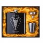 Personalized Hip Flask Stainless Steel 6oz Black Alcohol Bottle Whiskey Gift Set