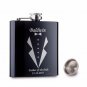 Personalized Hip Flask Stainless Steel 6oz Black Alcohol Bottle Whiskey Gift Set