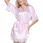 Women's Robe Lace Bridal Nightgown Sleepwear Sexy Kimono Satin Short Bathrobe