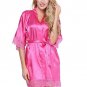 Women's Robe Lace Bridal Nightgown Sleepwear Sexy Kimono Satin Short Bathrobe