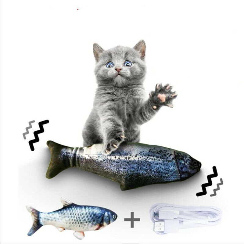 Fish Cat Toy Electric USB Rechargeable Pet Toys Kitten Chewing Playing Biting
