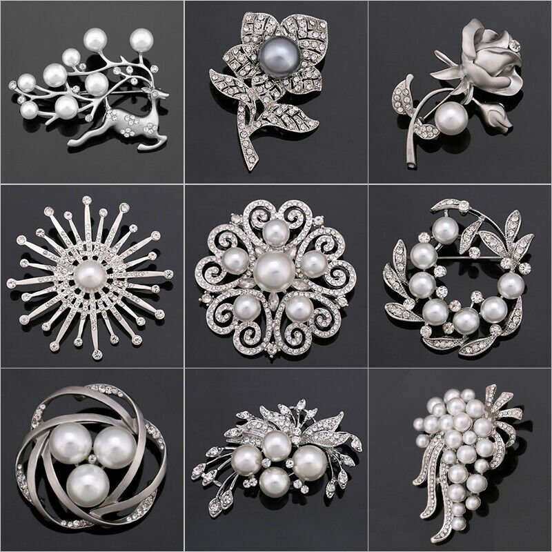 Pearl Brooch Pins for Women Badge Fashion Flower Jewelry Clothing Decoration