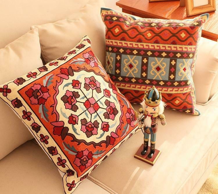 Geometric Embroidered Pillow Case Cushion Cover Home Decorative Throw Pillows