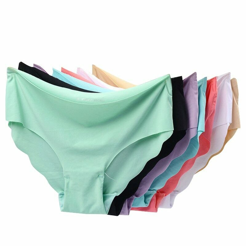 Panties For Women 3 Set Briefs Seamless Solid Mid-Waist Panty Female Underwear