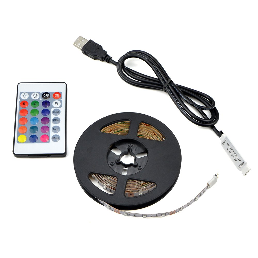 USB RGB LED Strip Lamp 2835 SMD DC 5V Flexible Light Tape Ribbon 5m