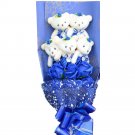 Plush Teddy Bear Bouquet Lovely Cartoon Doll Gift Artificial Flowers Valentine - Blue