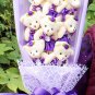 Plush Teddy Bear Bouquet Lovely Cartoon Doll Gift Artificial Flowers Valentine - Purple