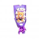 Plush Teddy Bear Bouquet Lovely Cartoon Doll Gift Artificial Flowers Valentine - Purple