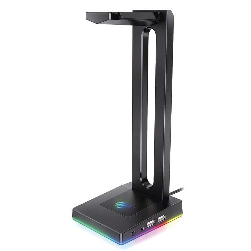 RGB Headset Stand with 3.5mm AUX and 2 USB Ports Gamers PC Desk Accessories