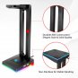 RGB Headset Stand with 3.5mm AUX and 2 USB Ports Gamers PC Desk Accessories