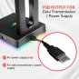 RGB Headset Stand with 3.5mm AUX and 2 USB Ports Gamers PC Desk Accessories