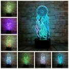 Dream Catcher Table Lamp Wind Chimes 3D Decoration Night Light 7 Color Change