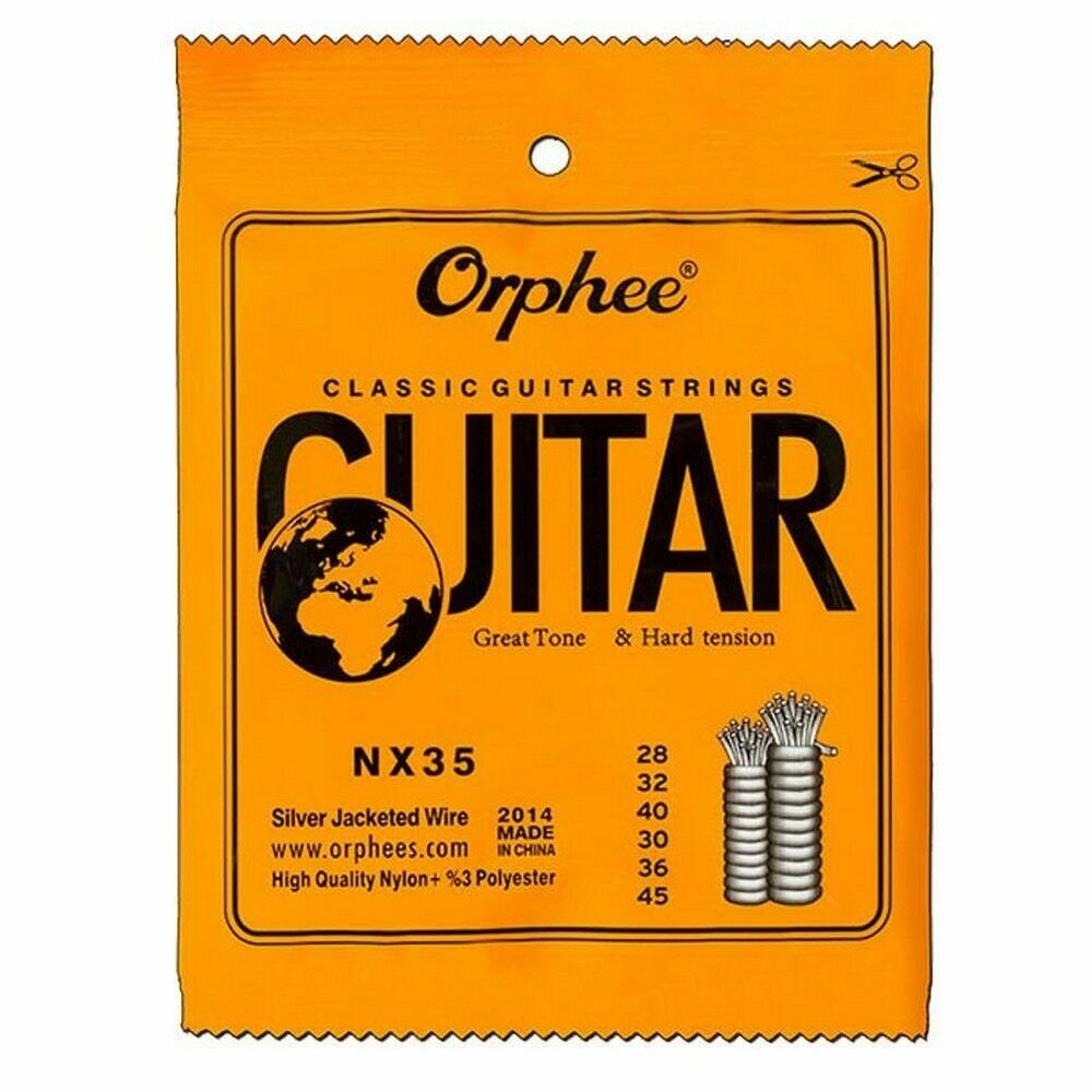 Orphee Acoustic Guitar Strings Nylon Silver Plated Wire String Hard Tension