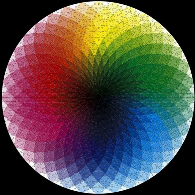 Round Jigsaw Puzzle 1000 Piece Colorful Rainbow Adult Kids DIY Educational Toy