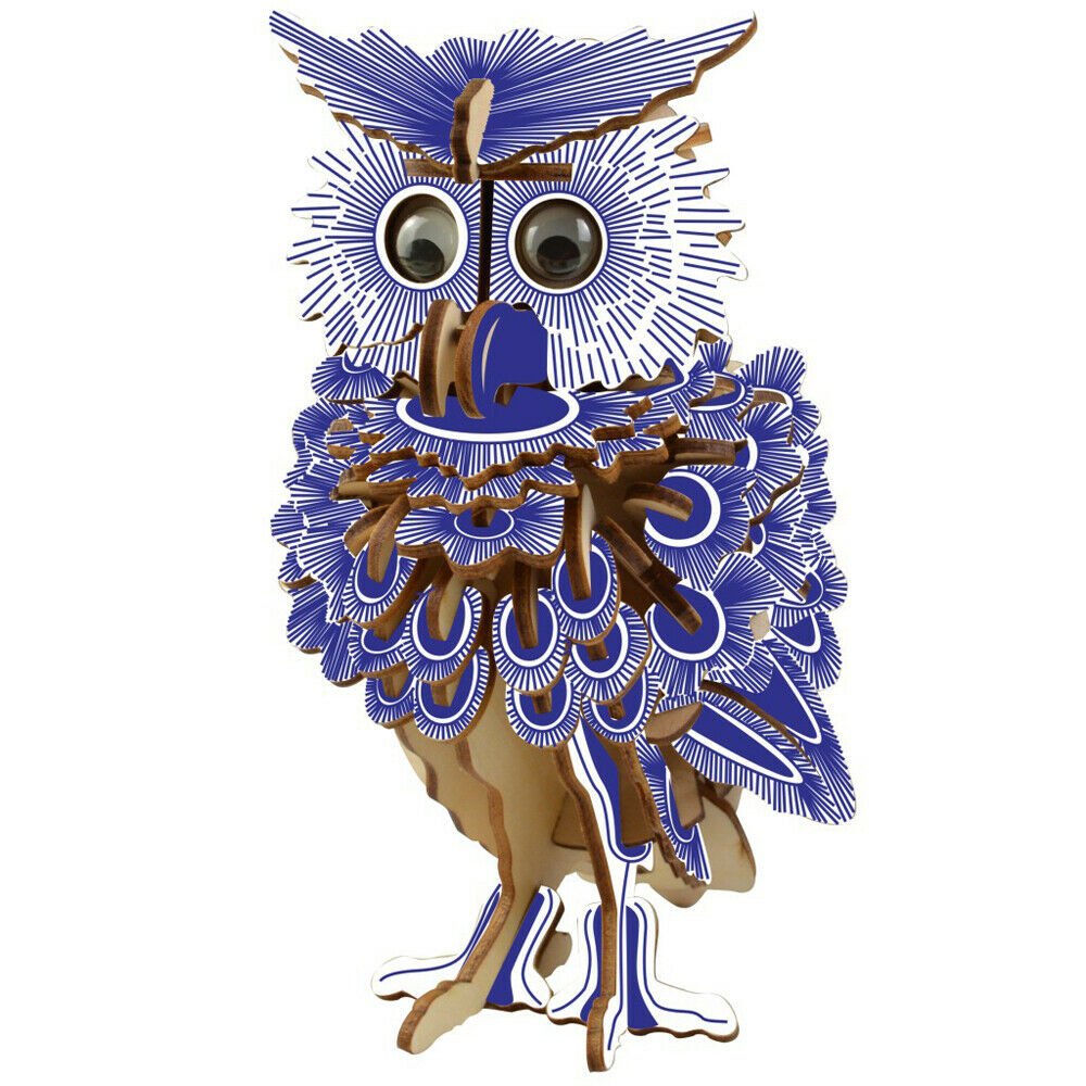 3D Owl Wooden Puzzle Jigsaw Wood Craft Modelling Toy Kit Kids DIY Educational