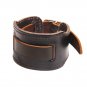 Mens Genuine Leather Bracelet Black & Brown Color Wide Bangles Vintage Wristband