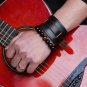 Mens Genuine Leather Bracelet Black & Brown Color Wide Bangles Vintage Wristband