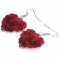 Women Heart Shape Rose Earrings Acrylic Valentine's Day Drop Dangle Jewelry Girl