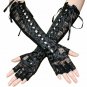 Long Gloves for Women Sexy Lace Elbow Length Half-finger Glove Ribbon Fingerless