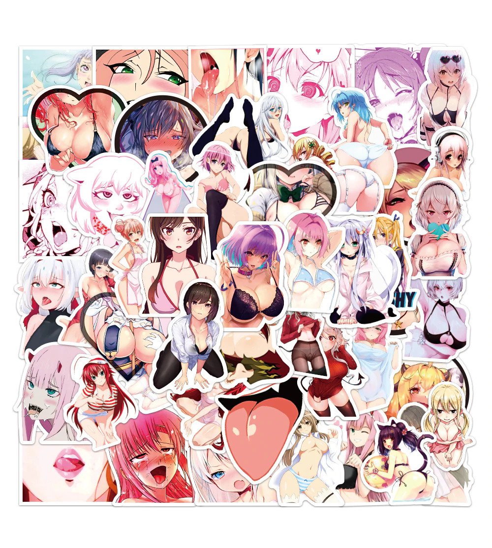 Sexy Anime Girl Design Stickers Waifu Waterproof Decal 50 Piece Laptop Car