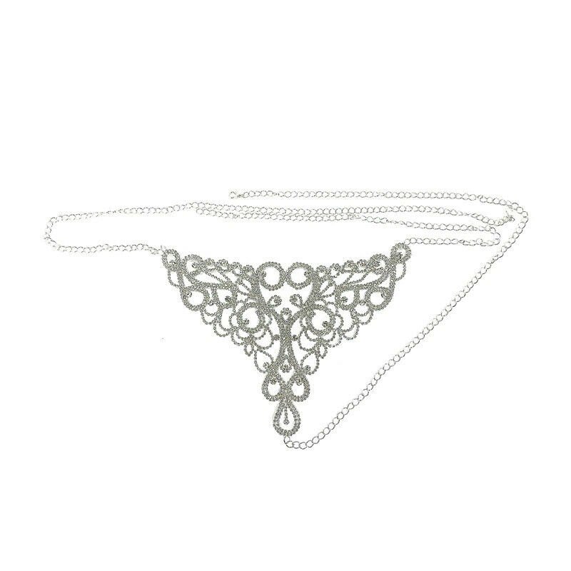 Sexy Rhinestone Butterfly Flower Bikini Bottom Thong Body Jewelry For Woman