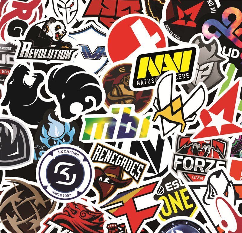 CSGO Team Logo Stickers Adhesive Back Decals Waterproof 50 Piece Set CS ...