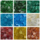 Colored Square Glass Mosaic Tiles for DIY Crafts 150g Semi Transparent 2x2cm
