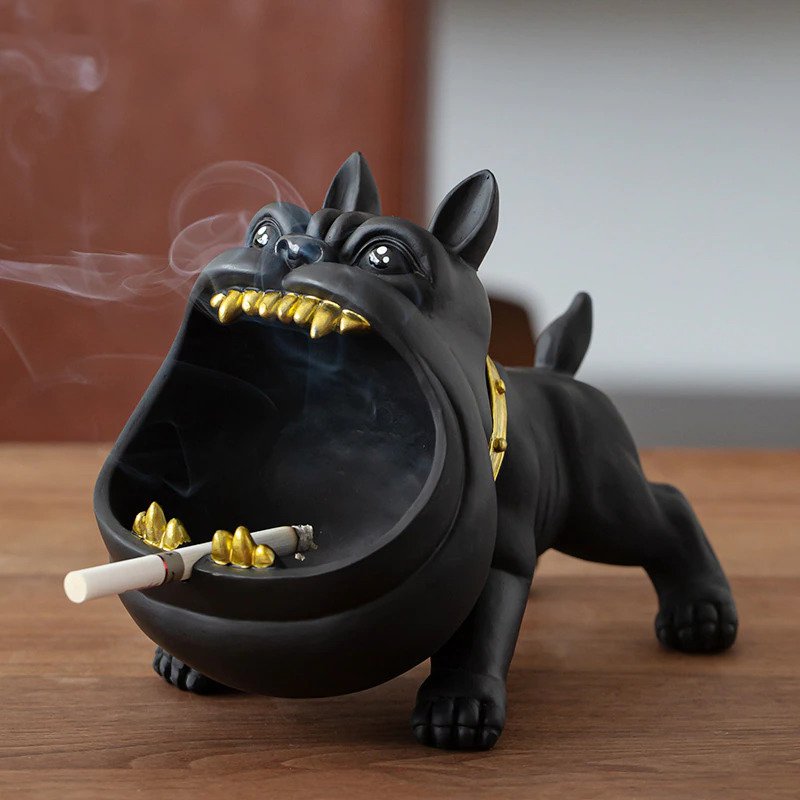Bulldog Ceramic Ashtray Cartoon Dog Animal Shape Desktop Home Office Decor