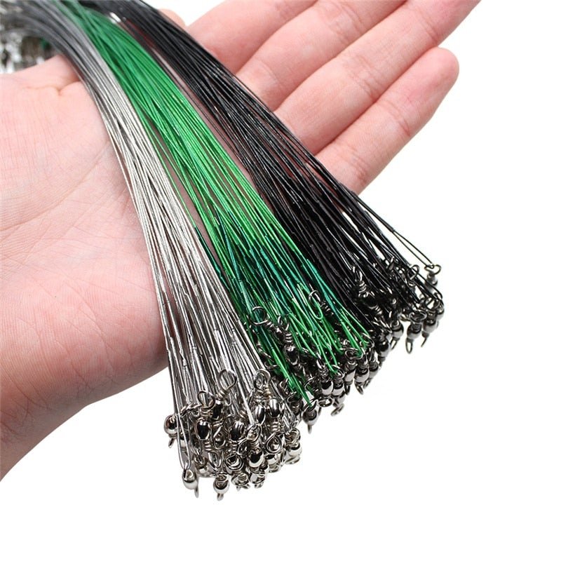 20 Piece Steel Wire Leader with Swivel Anti-bite Fishing Line 15-30cm