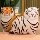 Plush Puffy Tiger Toy Stuffed Animal Cute Tiger Pillow White/Brown Color