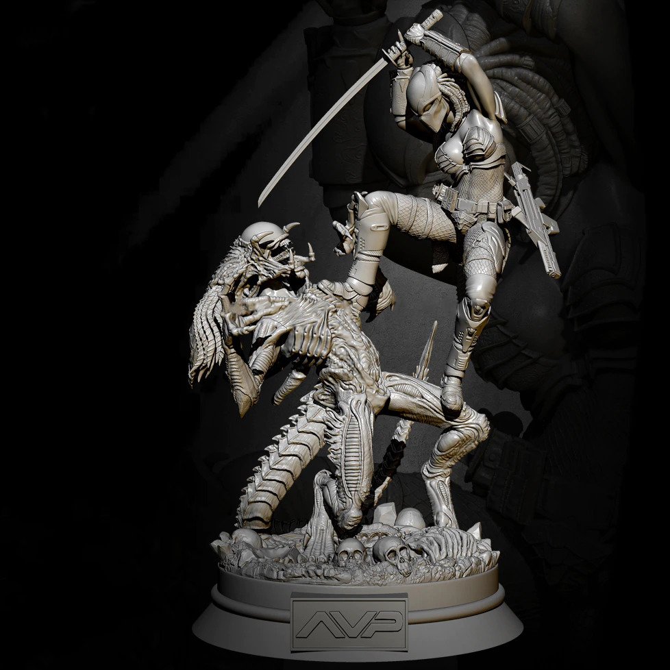 Alien vs. Predator Assassin 75mm 1:24 Resin Model Kit DIY Assembly & Paint Figurine Toy