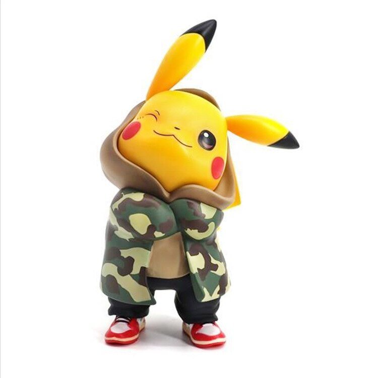 Cool Pikachu Camouflage Hoodie Pokemon Action Figure Tabletop Display Figurine Toy