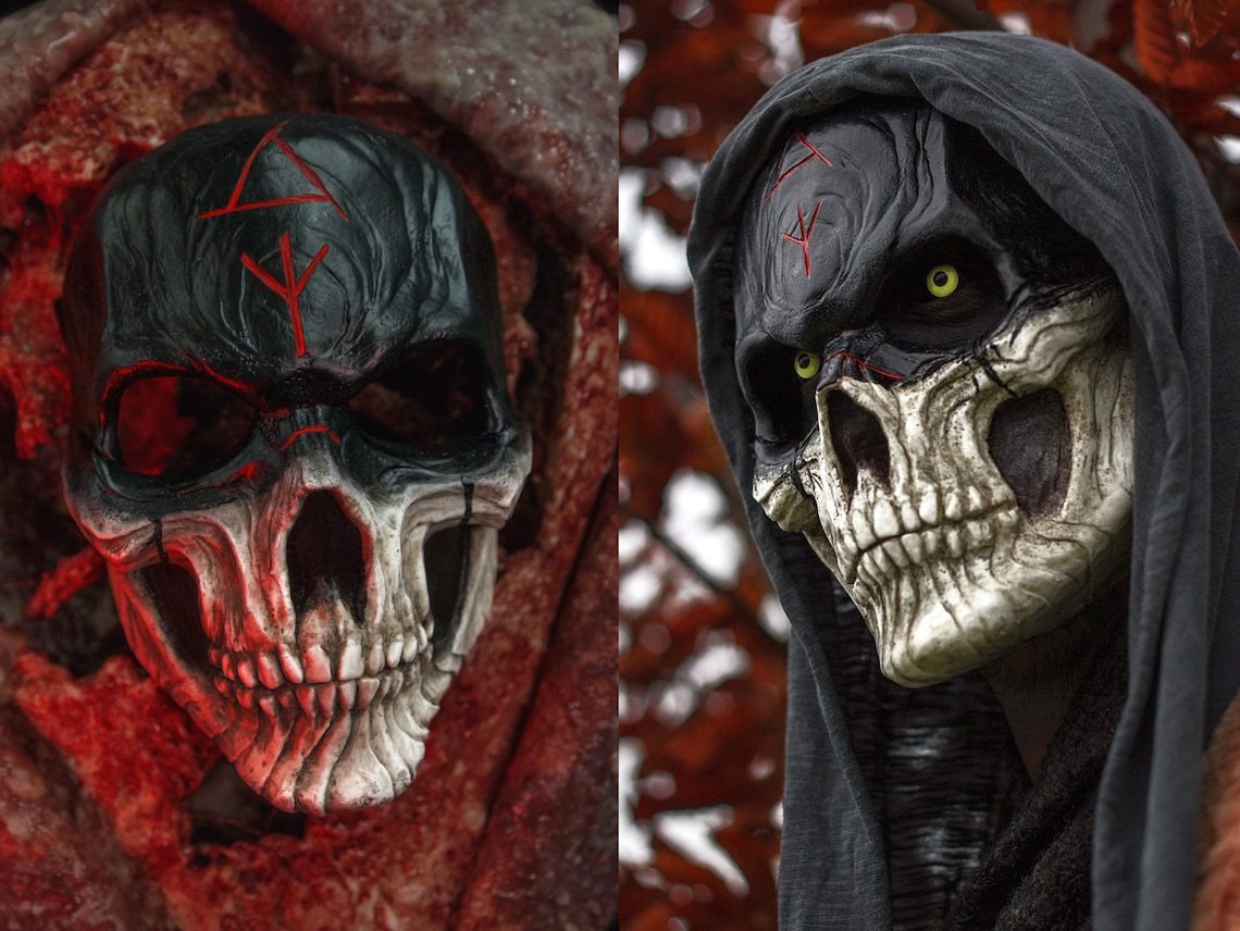 Bloody Warrior Skull Horror Face Mask Halloween Party Cosplay Costume Accessory Full Face Masks