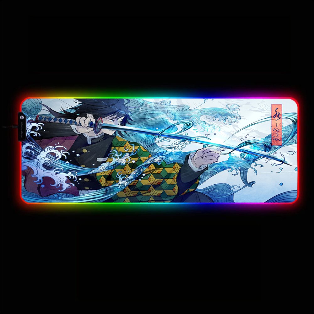 Demon Slayer Wave Design XXL Size RGB Gaming Mouse Pad Large Computer Desk Mat Gamer Mousepad