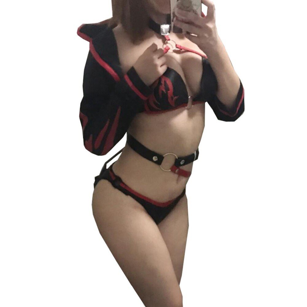 Fate/Grand Order Black Jeanne d'Arc Cosplay Costume Bikini with Coat