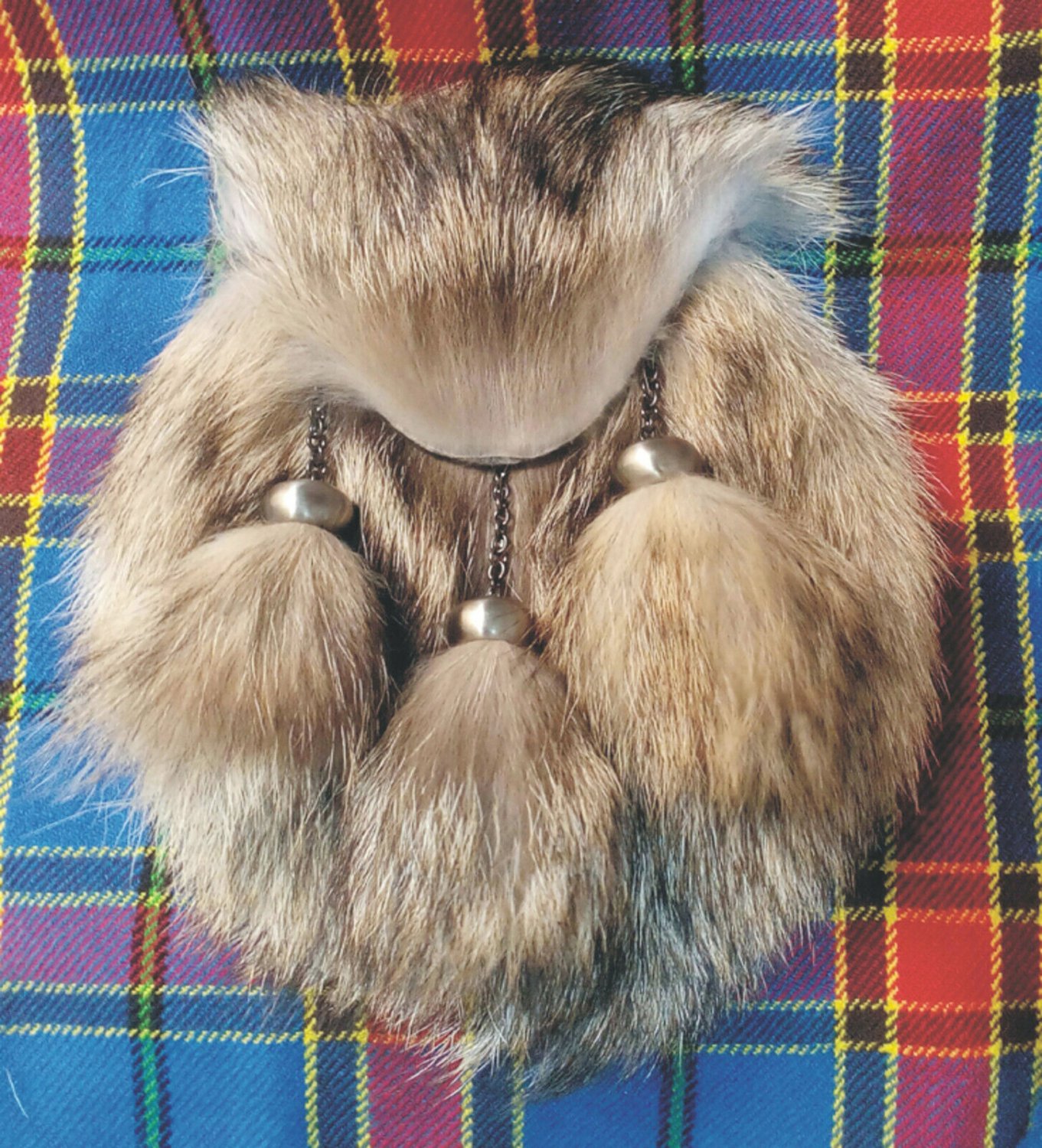 COYOTE FUR SPORRAN:Leather Body-Flap Alike Coyote Head