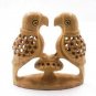 Wooden Hand Carved Undercut Parrot Pair Statue Sculpture Art Home Decor Figurine