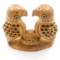 Wooden Hand Carved Undercut Parrot Pair Statue Sculpture Art Home Decor Figurine