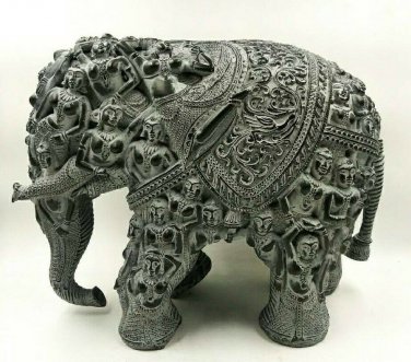 Handmade Lady Elephant Statue Carved Sculpture Home Decor antique Vintage Gift
