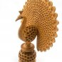 Wooden Hand Carved Undercut Peacock Sculpture Home Decor Figurine Art Craft Feng