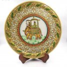 Handicraft Marble Stone Plate Floral Painting Inlay Elephant Home Decor Gift
