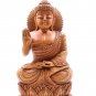 Wooden Hand Carved Buddha Idol Meditating Sculpture Handmade Art Home Decor Feng