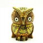 Wooden Hand Carved Owl Statue Gold Painting Sculpture Art Craft Home Decor Feng