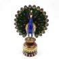 Wooden Handmade Painting Peacock Statue Carving Sculpture Home Decor Figurine