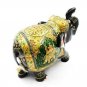 Handmade Wooden Carved Elephant Up Trunk Statue Meenakari Painting Home Decor