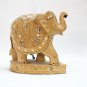 Handmade Solid Wooden Carved Indian Elephant Base Idol Statue Home Decorative