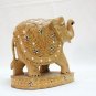 Handmade Solid Wooden Carved Indian Elephant Base Idol Statue Home Decorative